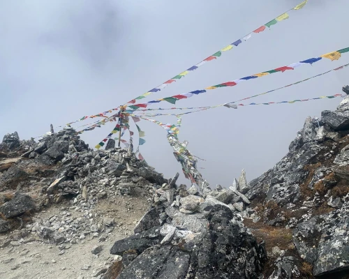 Buddhist Flag In Kanchenjunga