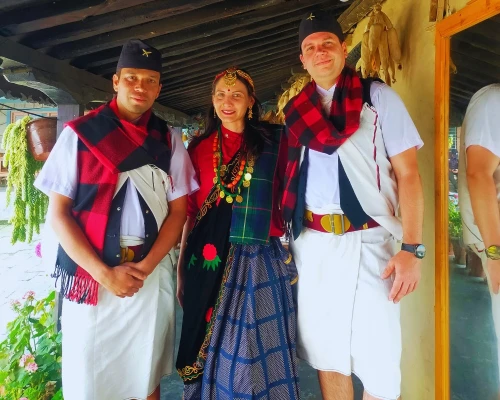 Our Guest And Guide Wearing Traditional Dress In Ghandruk