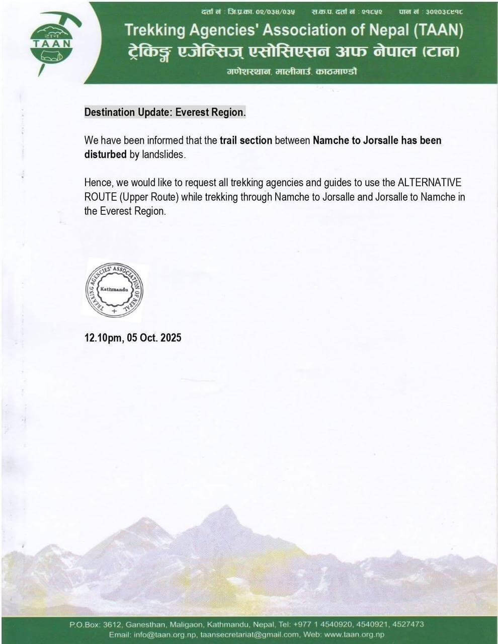 Everest region landslide update